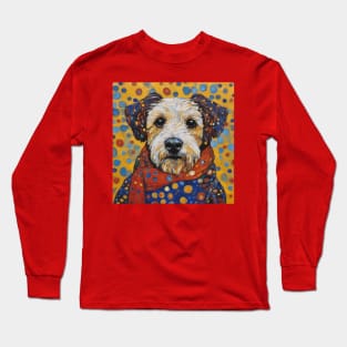 Gustav Klimt Style Dog with Colorful Scarf and Confetti Ears Long Sleeve T-Shirt